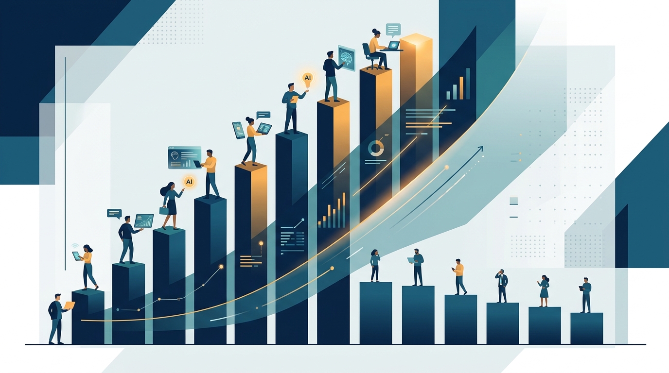 AI productivity gap visualization showing uneven benefits