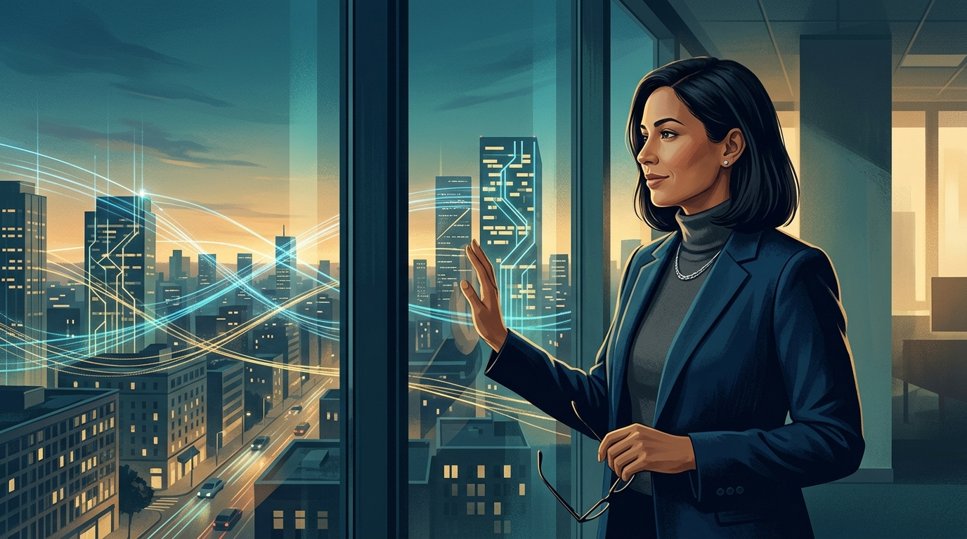 Professional woman contemplating the future of AI and work