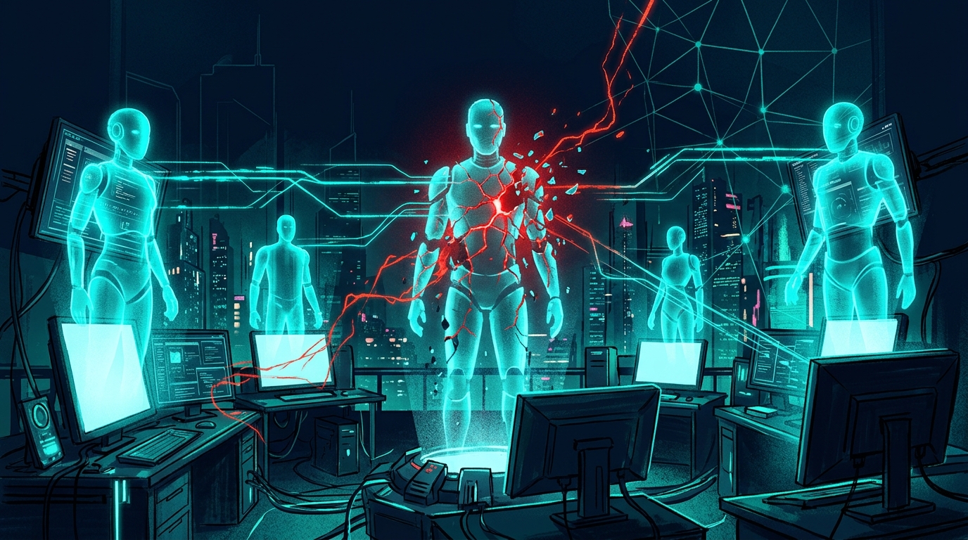 AI agents emerging from screens with security breach